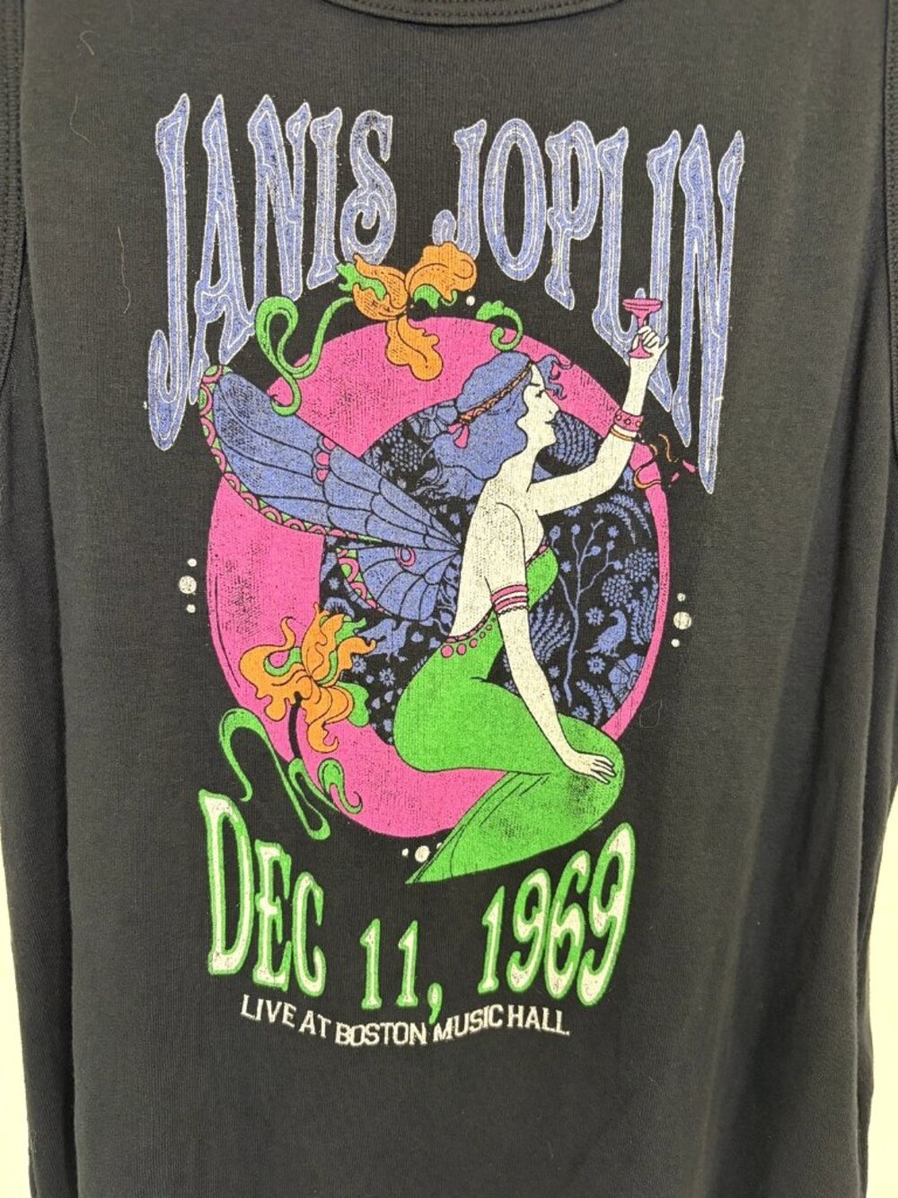 Daydreamer Janis Joplin Cutoff Tank Top Sz XL Black Live at Boston Music Hall - Picture 7 of 11